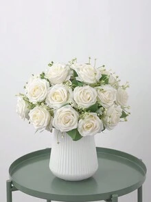 1支歐式風格9朵芳香玫瑰花束 - 白色 - 查看 2