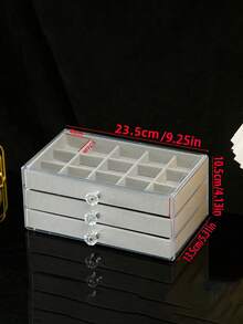 1 Piece Beige Drawer Storage Box, Simple Large And Transparent Plastic Multi-Compartment Jewelry Storage Box For Rings, Earrings, Necklaces (Multiple Sizes Available) - Beige - View 3