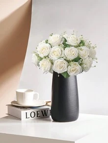 1支歐式風格9朵芳香玫瑰花束 - 白色 - 查看 3