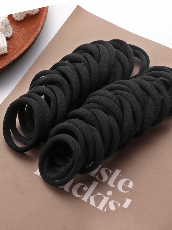 10 peças/20 peças/50 peças Elásticos de Cabelo Preto Sólido para Voltar às Aulas, Faixa de Cabelo de Cor de Doce Quente de Alta Elasticidade Sem Costura, Faixa de Cabelo de Nó Simples e Durável, Não Machuca o Cabelo, Corda de Cabeça Grossa e Durável de Alta Elasticidade, Adequada para o Dia a Dia de Homens e Mulheres, Acessórios de Cabelo, Elásticos de Cabelo, Rabo de Cavalo, Elastiquetes de Cabelo