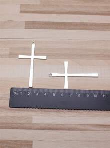 4pcs/Bag 60x36mm (2.36x1.42inch) Antique Silver Color Cross Charms Pendant For DIY Jewelry Making - antique silver-4pcs - View 2