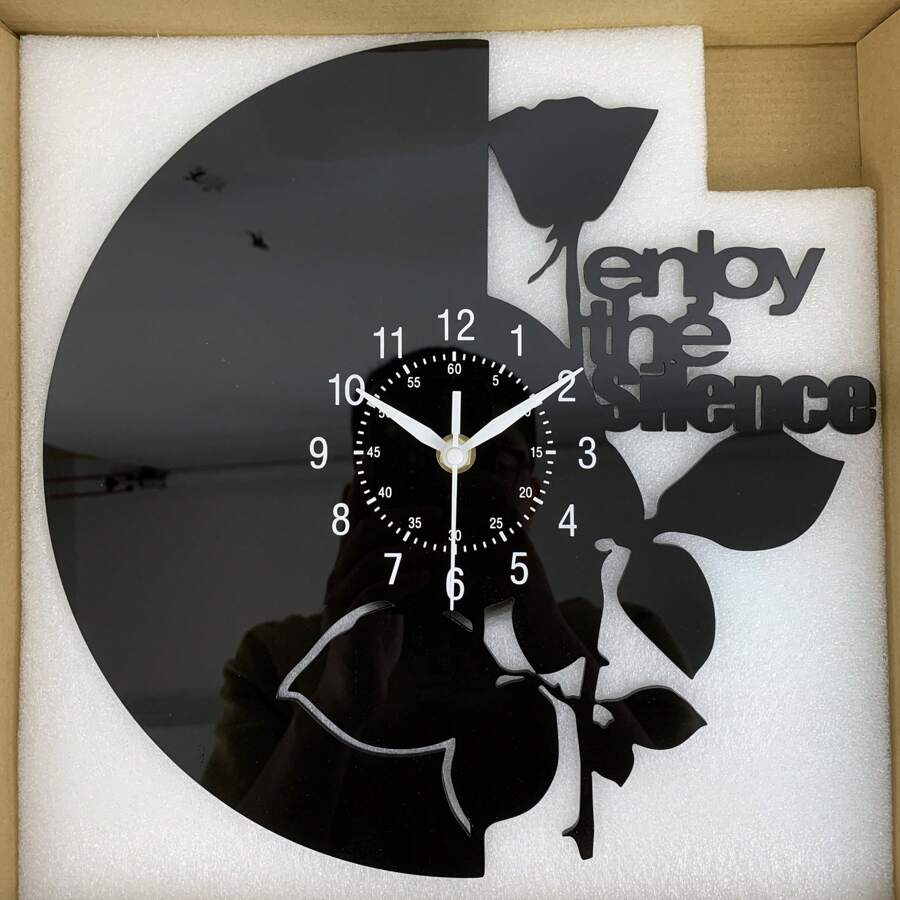 12inch Vinyl Vintage Wall Clock, Flower Meta Element 3D Pattern