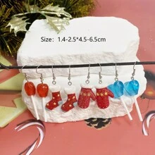 4 cặp/bộ Chuông lấp lánh Giáng sinh, Cây, Tuần lộc, Mũ, Vớ, Găng tay, Bộ bông tai thiết kế người tuyết & bông tuyết, kèm thiệp chúc mừng (Ngẫu nhiên) - Nhiều màu - Xem 32
