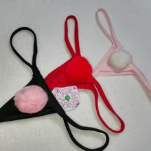 Bunny Thong With Pompon For Lady Sexy Bunny Bunny Lingerie - 黑色 - 查看 3
