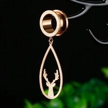 1對歐美聖誕不鏽鋼玫瑰金磨砂水滴形馴鹿頭吊墜耳擔架男女日常佩戴 - 玫瑰金 - 查看 4