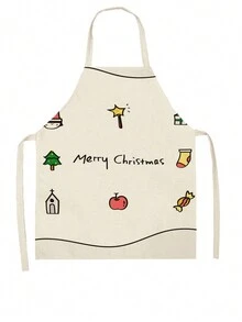 1 Pieza Delantal De Lino Con Enano Navideño - Plateado - Ver 1