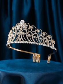 1pc Golden Princess Style Hair Accessory Bridal Crown For Girls - Gold - View 2