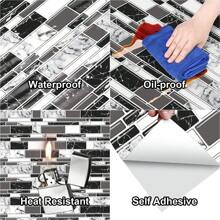 1 rotolo di adesivi impermeabili e anti-olio in mosaico 3D, lucidi, resistenti allo sporco, che imitano le piastrelle in ceramica di marmo, per pareti di cucina, fornelli, bagno, senza lasciare tracce, adesivi, decorazioni murali, decalcomanie in vinile per decorazioni domestiche, articoli per decorazioni primaverili per rinnovare la tua casa, adesivi decorativi per feste, regali di compleanno e laurea