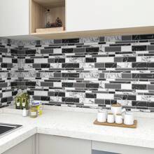 1 rotolo di adesivi impermeabili e anti-olio in mosaico 3D, lucidi, resistenti allo sporco, che imitano le piastrelle in ceramica di marmo, per pareti di cucina, fornelli, bagno, senza lasciare tracce, adesivi, decorazioni murali, decalcomanie in vinile per decorazioni domestiche, articoli per decorazioni primaverili per rinnovare la tua casa, adesivi decorativi per feste, regali di compleanno e laurea