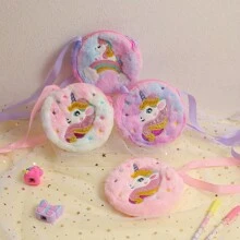 1pc Purple Rainbow Horse & Unicorn Pattern Round Crossbody Bag - Purple - View 5