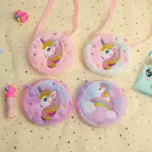 1pc Purple Rainbow Horse & Unicorn Pattern Round Crossbody Bag - Purple - View 9