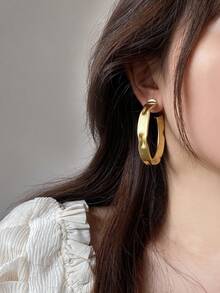 1pc Stylish Metal Belt Buckle Design Ring With Adjustable Opening, Suitable For Women's Daily Wear, Party Accessory, Gift - Gold - View 2