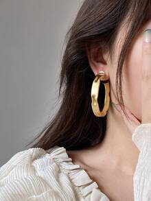 1pc Stylish Metal Belt Buckle Design Ring With Adjustable Opening, Suitable For Women's Daily Wear, Party Accessory, Gift - Gold - View 1