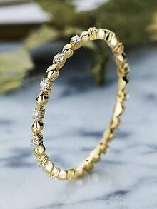 1Pc Children Cubic Zirconia Simple Rings For Daily Decoration For Party Jewelry Birthday Gift - Yellow Gold - View 2