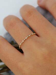 1Pc Children Cubic Zirconia Simple Rings For Daily Decoration For Party Jewelry Birthday Gift - Yellow Gold - View 6