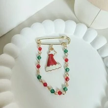 1 件個人化合金聖誕老人麋鹿吊墜胸針適合女士萬聖節佩戴,也可作為送給朋友和家人的禮物 - 彩色 - 查看 3