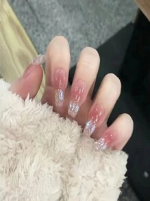 Set de 30 piezas de calcomanías decorativas para arte de uñas, Rhinestones holográficos de color degradado sonrojado, pegatinas desmontables para uso diario