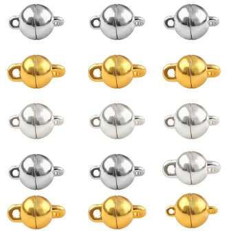 5 pares de cierres magnéticos, cierres magnéticos de cuentas redondas para joyas para la fabricación de pulseras y collares con múltiples colores