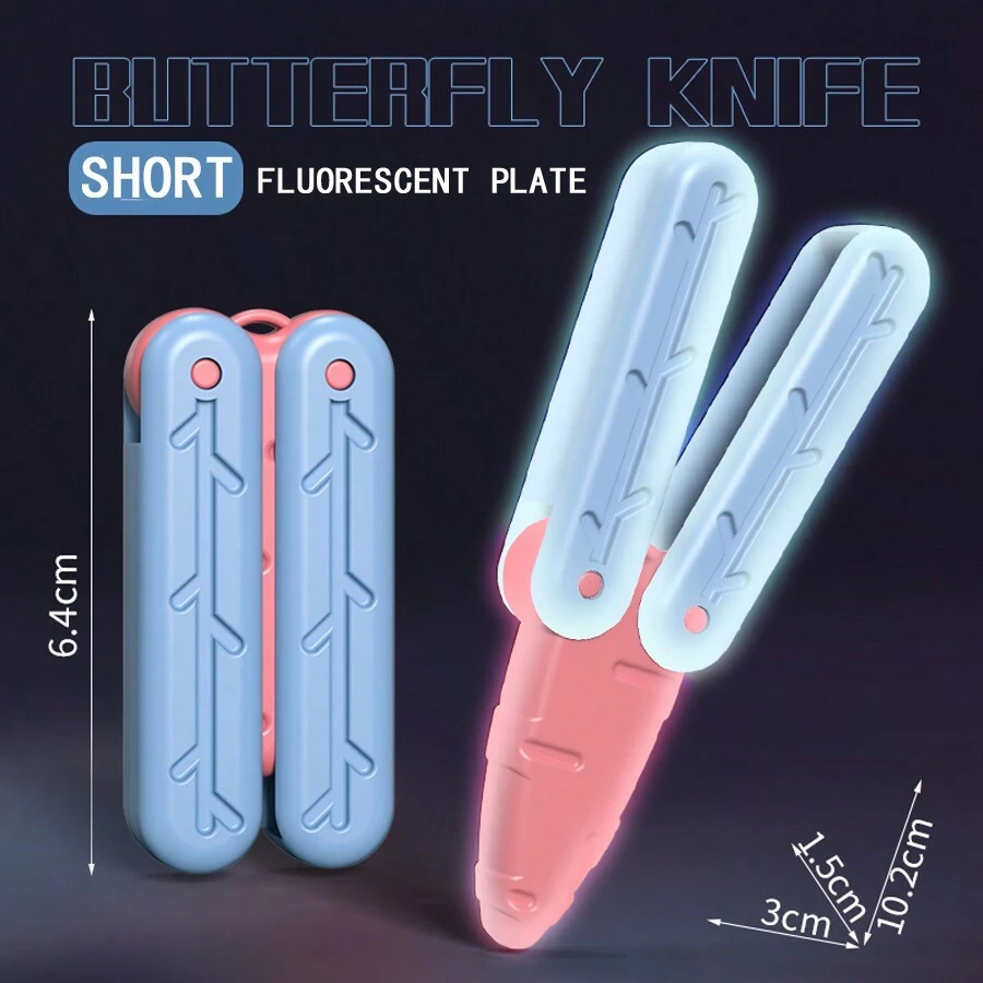 Butterfly Knife Carrot Knife Folding Knife Decompression Toy Flip Training Children Carrot Knife 3d Printed Luminous Knife Fingertip Toy Butterfly Fingertip Knife Toy Plastic Edc Fingertip Toy Sensory Toy Anxiety Relief Toy Very Suitable For Adhd Adhd Christmas Games Party Games