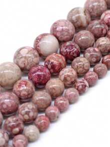 30-90 Peças Contas De Jaspe Fóssil Coral Vermelho Natural Genuíno Grau Aaa Contas Soltas Redondas Para Fazer Joias