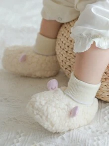 暖和小羊寶寶加厚保暖襪子,可愛適用於聚會和節日 - 白色 - 查看 2