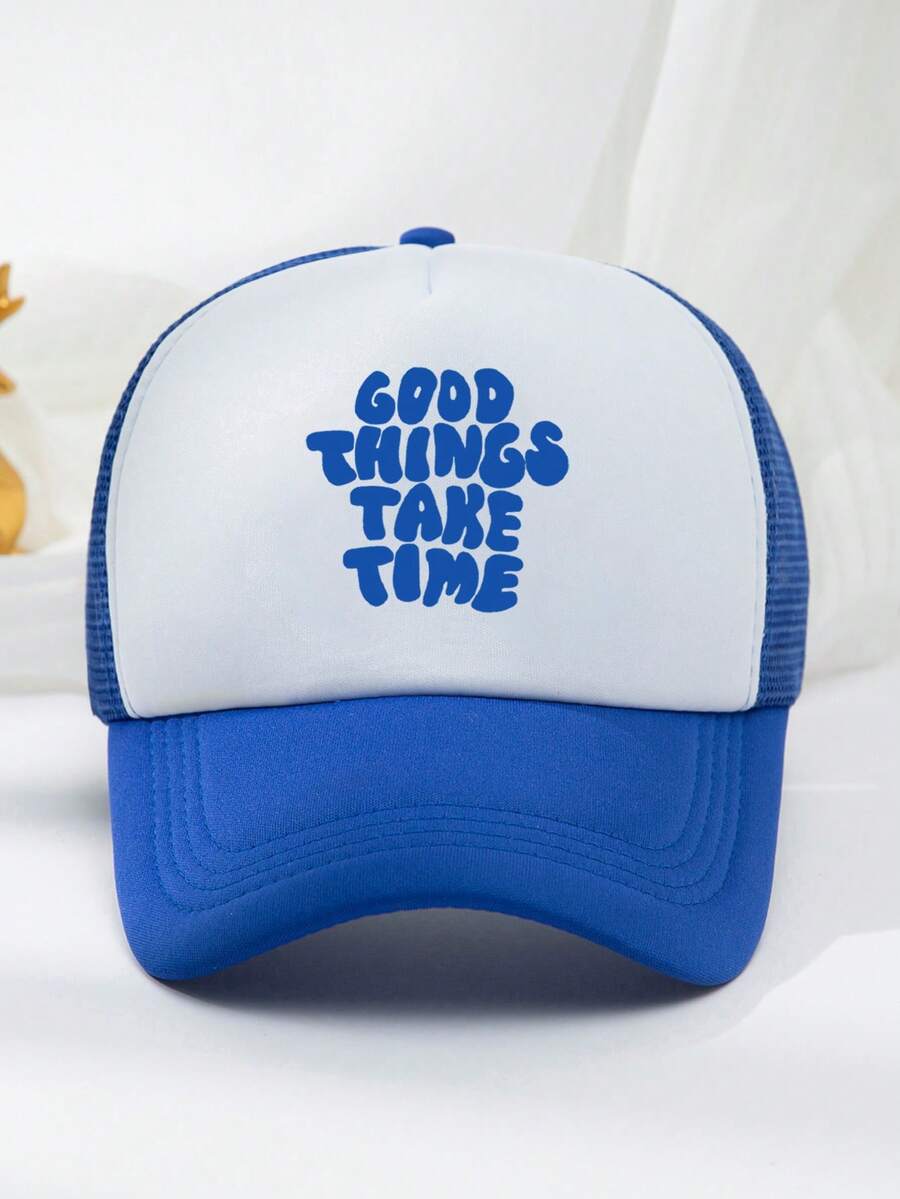 1pc Men's Mesh Baseball Cap With Letter Print - Royal Blue - View 1