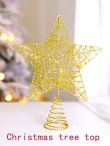 1 Miếng Vàng Xu hướng: Cắt giảm Mùa Xuân Sắt Trang trí Cây thông noel Với Long lanh Ngôi sao & Mùa Xuân - ngọn cây sao vàng - Xem 2