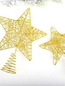 1 Miếng Vàng Xu hướng: Cắt giảm Mùa Xuân Sắt Trang trí Cây thông noel Với Long lanh Ngôi sao & Mùa Xuân - ngọn cây sao vàng - Xem 3