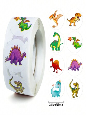 Rollo de 500 pegatinas de la serie de dinosaurios de dibujos animados, pegatinas decorativas de dinosaurios de dibujos animados para niños aptas para decorar botellas de agua, equipaje, cuadernos y regalos, camiones monstruo, botellas de agua para niños, pegatinas de trabajo bien hecho, pegatinas de botellas de agua para niños, tatuajes falsos para niños, pegatinas para niños pequeños, tatuajes falsos para niños