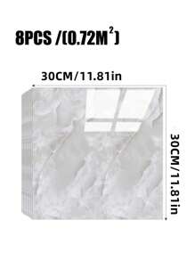 8 件浅灰色光泽大理石图案防水 3D 自粘墙砖，模仿瓷砖用于家庭装修，翻新贴纸剥离墙板，墙纸，壁纸，春季装饰品让您的家焕然一新，拉玛装饰贴纸 - 淺灰色 - 查看 6