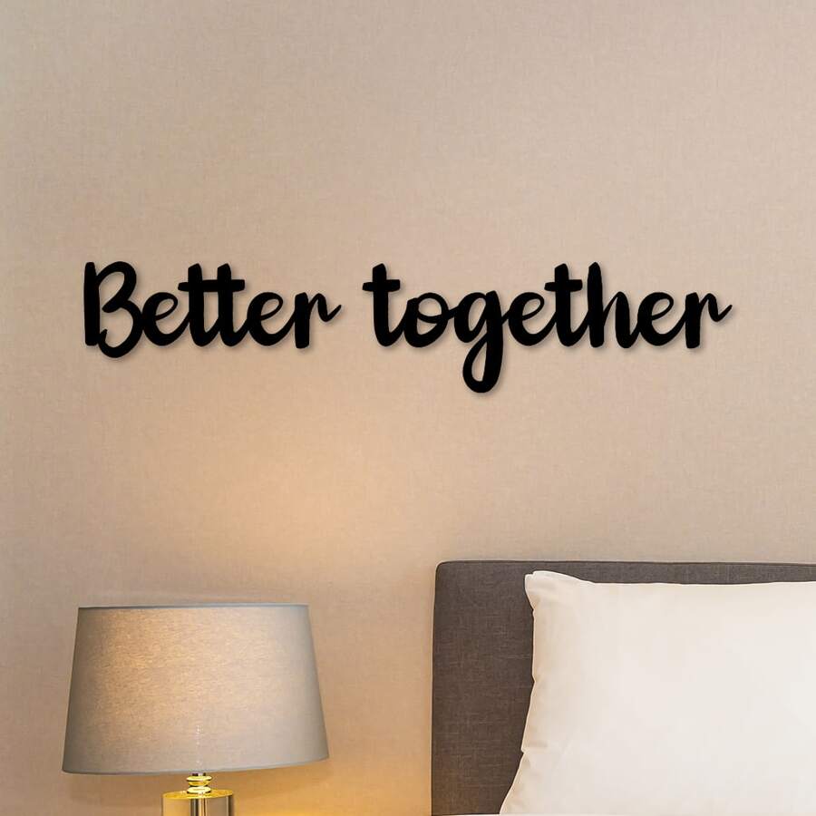 Letreiro Quadro de Parede Decorativo em MDF 3mm Better Together - Preto - Visão 1
