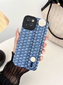 1入組含TPU皮軟殼手機殼的藍色鋅合金手環，支援防震、防汗、防指紋、耐磨、不褪色，適用於iPhone