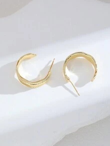 1 đôi Đúng mốt Đồ trang sức Thiết kế Của phụ nữ Mạ vàng Thau Lông vũ Hình-chữ C Hoa tai - Vàng - Xem 2