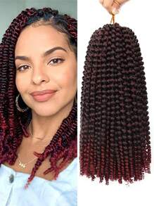 1 Pack Spring Twist Braided Crochet Wig, Suitable For Butterfly Braids, Soft & Fluffy, Explosive Twist Braid Short Fluffy Crochet Braid Wig, Synthetic Woven Hair Extensions (Tbug#) - Multicolor - View 1