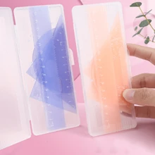 4pcs/set Jelly-Colored Kawaii Math Rulers Set, With Storage Box, Geometry Rulers For School & Office -Triangle Straight Rulers & Protractor Painting Rulers - Blue - View 5