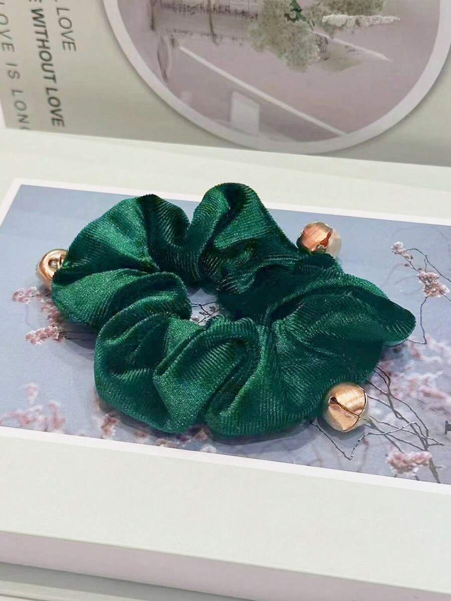 聖誕鈴鐺女士髮圈,可愛毛絨髮帶,聖誕節髮飾