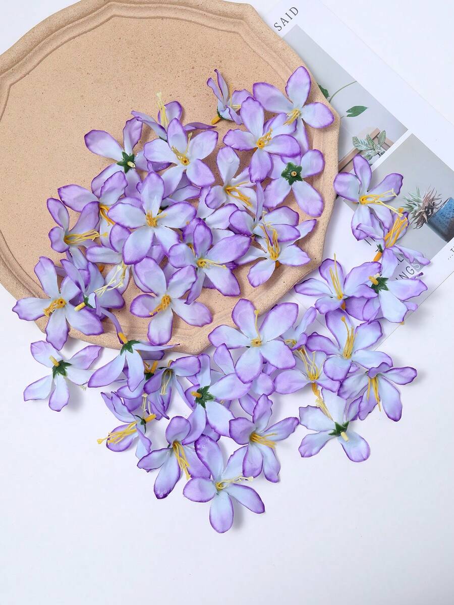 20pcs Mini Realistic Rose Decoration Props For Home, Photography, Boutonnieres, Floral Arrangements - Violet Purple - View 1