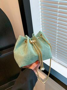 燈芯絨斜背包女式小包