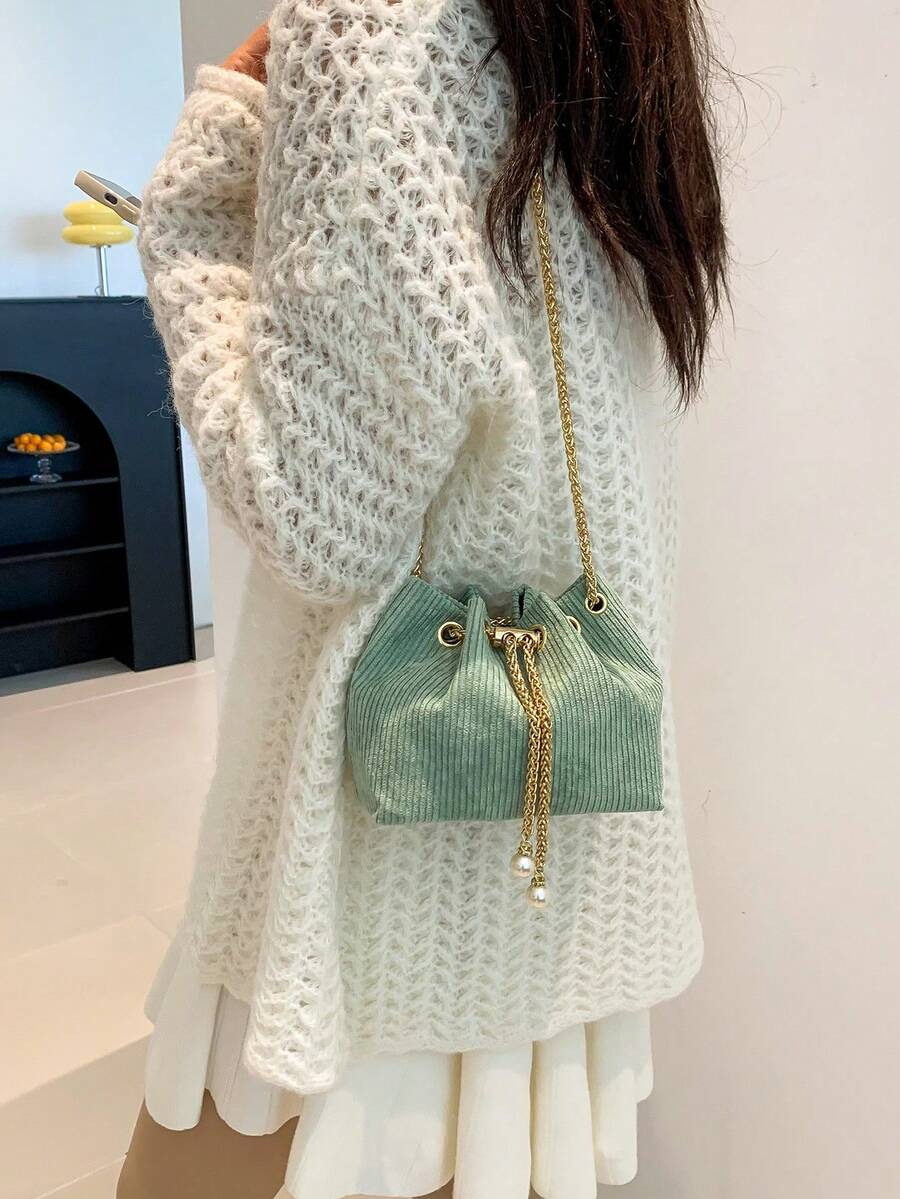 燈芯絨斜背包女式小包