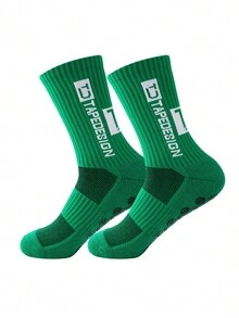 4對男士隨機字母印花防滑矽膠足球運動襪