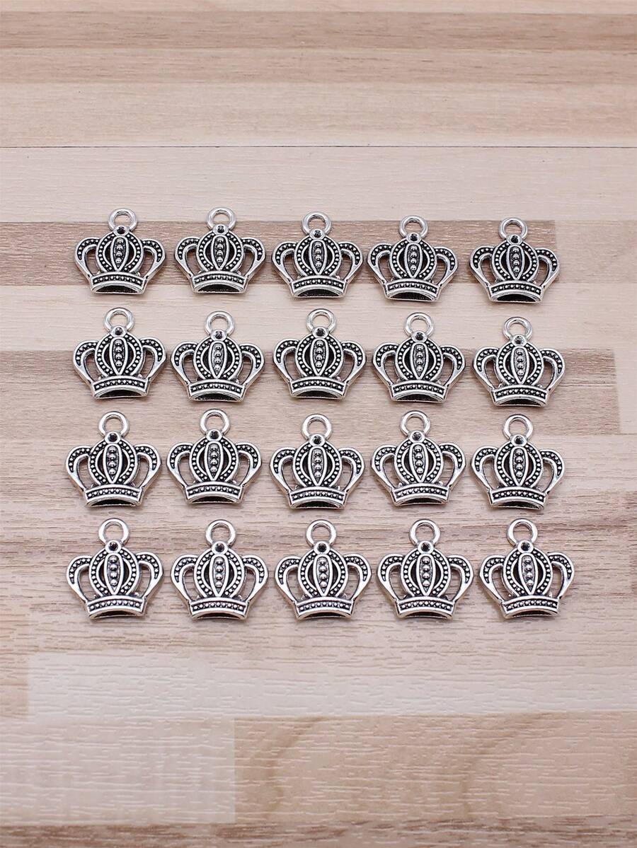 20 件/袋 16x15 毫米（0.63x0.59 英寸）古董銀色皇冠吊墜適合 Diy 珠寶製作 - 古銀色-20pcs - 查看 1