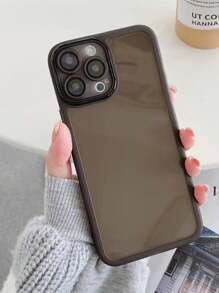 1個可用於 Apple 15, 14, 13, 12, 11 Promax 手機的高級tpu手機殼,內置鏡頭保護和防摔功能,透明黑色