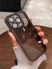 1個可用於 Apple 15, 14, 13, 12, 11 Promax 手機的高級tpu手機殼,內置鏡頭保護和防摔功能,透明黑色