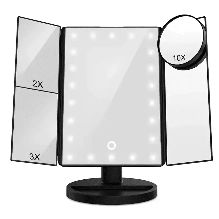 Portable Led Makeup Mirror With 1X2X3 Magnification, Touch Control, And