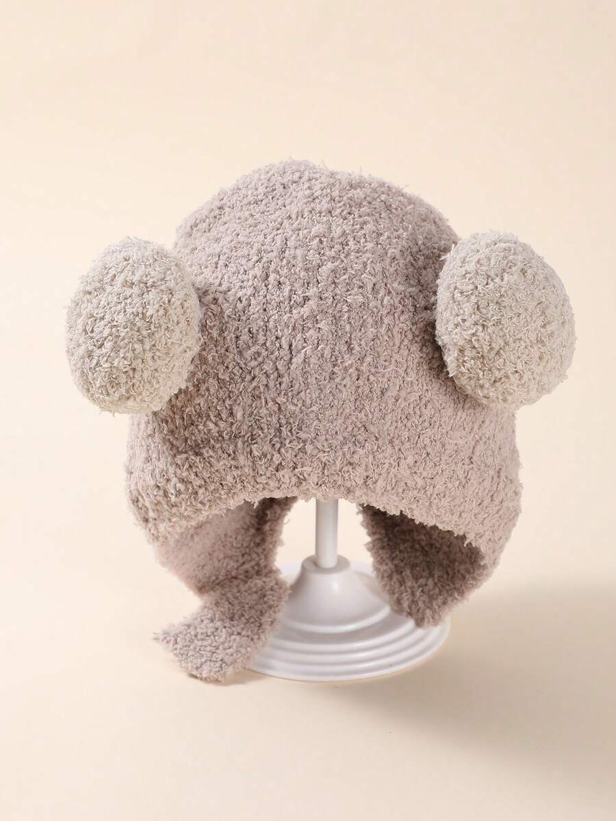 卡其色新款冬季男女宝宝毛绒帽 韩版婴幼儿加厚防寒保暖套头帽 - 卡其色 - 查看 1