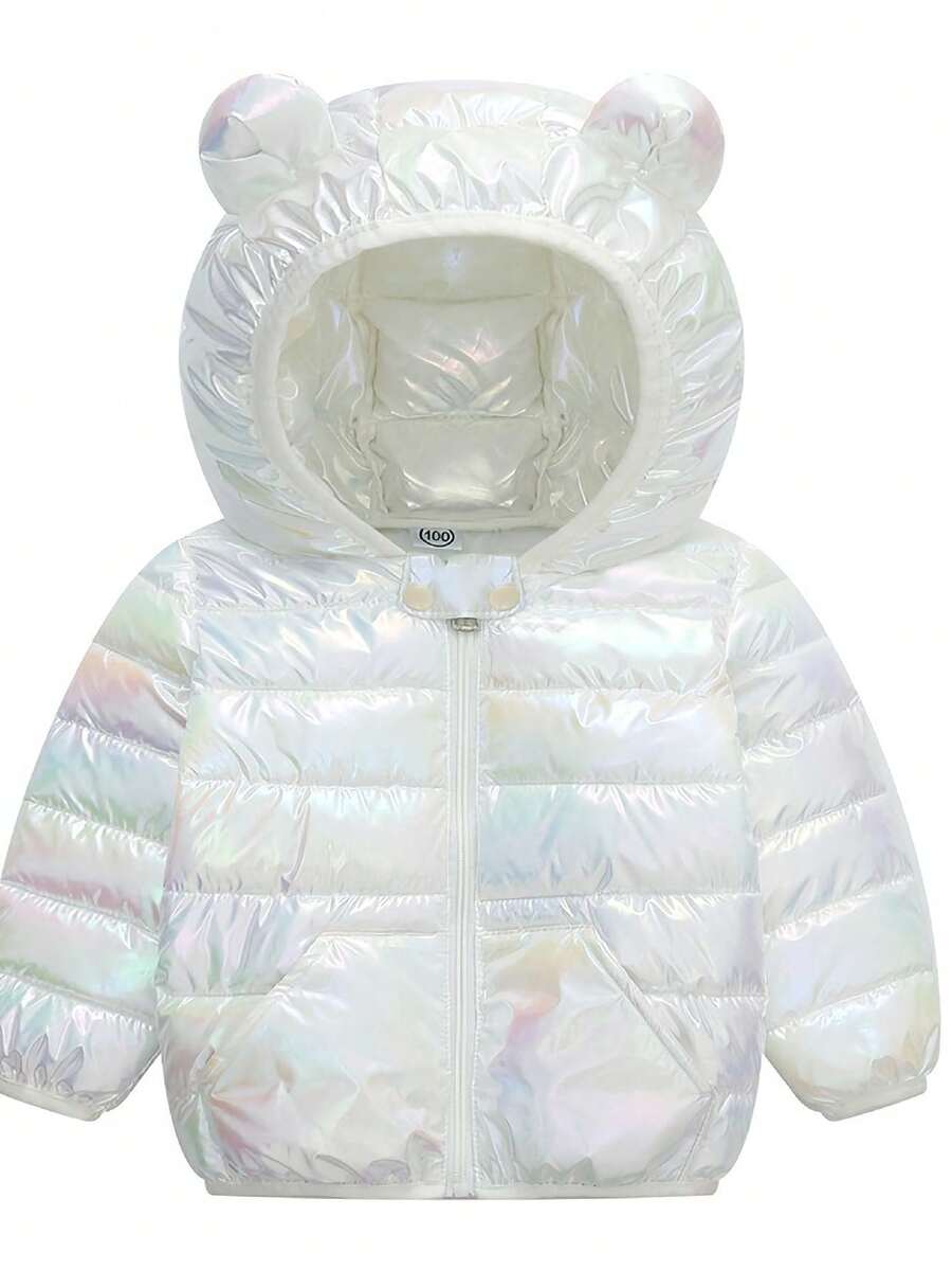 Chamarra de Invierno Bonita para Bebé Niña con Orejas de Oso - Blanco - Ver 1