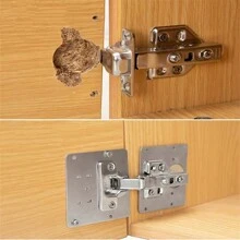 SHOULI 1pc Cabinet Door Hinge Repair And Fixing Plate, Hinge Installation And Reinforcement Plate, Repair Pad, And Reinforcement Panel. - Silver - View 5