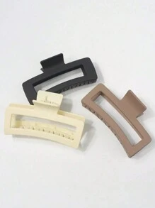 DIYPLUS 1入女性優雅長方形大發夾，多種顏色別致髮夾馬尾造型器，適用於日常長髮和捲髮休閒使用 - 卡其色 - 查看 2