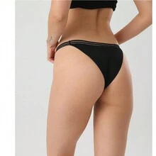 Tanga De Malla Negra Transparente Para Mujer - Negro - Ver 4