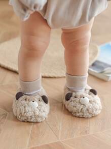 Bear Patterned Baby Socks Set For Winter Outdoor Activities - Camel - View 3